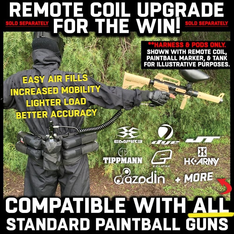 MAddog 4+1 Entry Level Paintball Harness Pod Pack Belt with HPA CO2 Tank Holder Pouch | Includes (4) Paintball Pods - Image 5